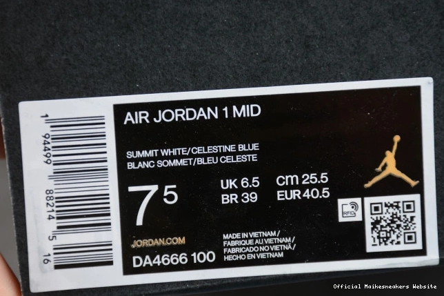 Official Maikesneakers Mid 1 Mixed DA4666-100 Textures Blue Air Jordan 0805